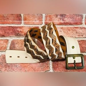 BUCKLE | OffWhite Braided Weave Distressed Leather Belt | Size L Style GH54661B